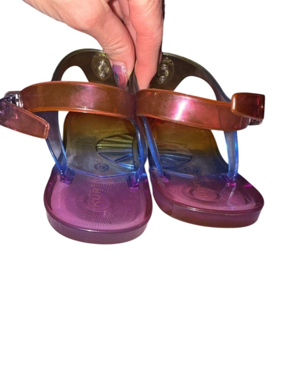 Kurt Geiger Rainbow Jelly Sandals Crystal Eagle Thong Flats 7.5 - Picture 6 of 10